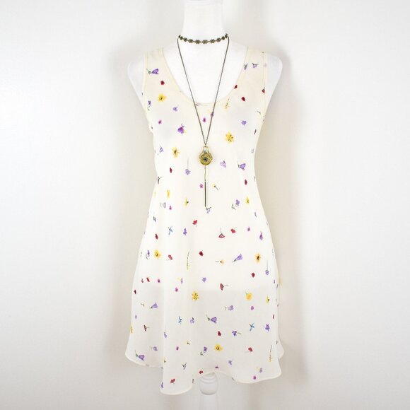 Josie Other - VTG 90s Y2K Josie Cream White Colorful Floral Lingerie Mini Slip Dress Sz Small